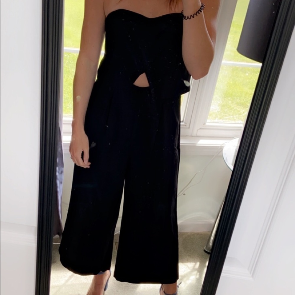 Strapless Black Express Jumpsuit w/ Keyhole, Size 8